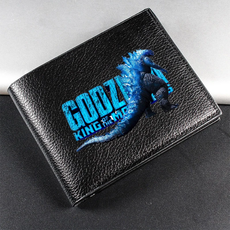 Godzilla Kong Pu Men's Short Wallet Movie Cartoon Leather Coin Credit ID Card Billfold Foldable Storage Purse Busine Wallet New