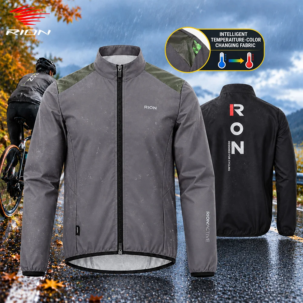 RION Men's Cycling Jacket MTB Mountain Bike Long Sleeve Coat Waterproof Rain Jackets Windproof Outdoor Raincoat Bicycle Clothes