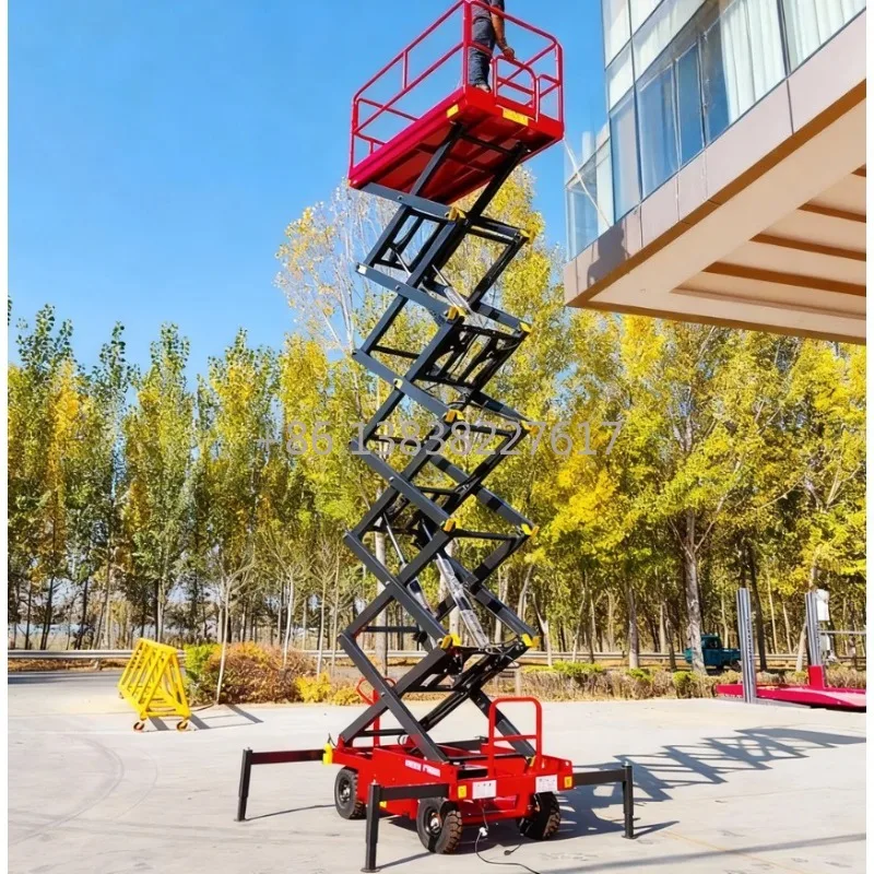 Solid Rubber Tires Corrosion-resistant 4m-16m Manual Scissor Lift Durable Large Load Capacity Aerial Work