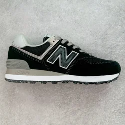 Original New Balance NB 574 Classic Vintage Mesh Fabric Faux Leather Casual Men's and Women's Running Shoes Deep Blue