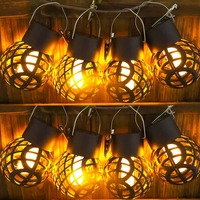 LED Outdoor Flame Effect Hanging Lantern Solar Waterproof Garden Decoration Lamp with Clip Halloween Christmas Decor Night Light