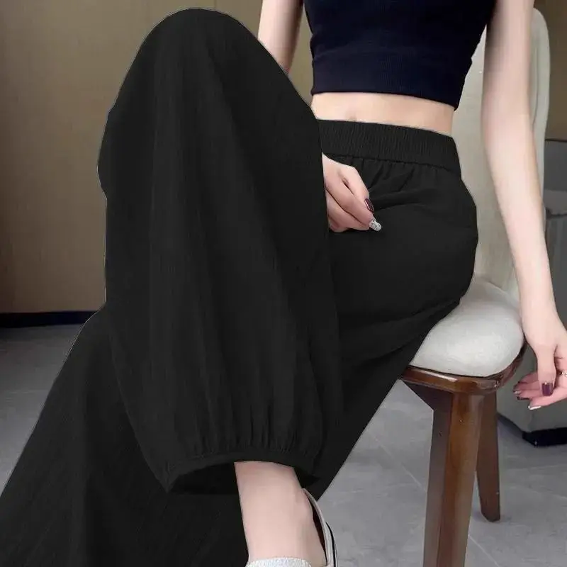 Women Summer Thin Harem Pants Girls Loose Carrot Pants Slimming Nine-Point Casual Pants Students Lady Plus-Size Outerwear Sports