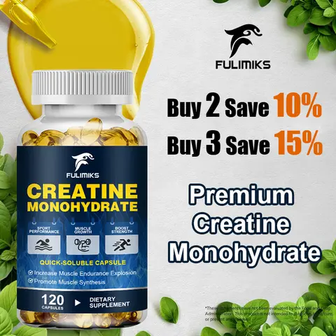 FULIMIKS Quick-Soluble Creatine Monohydrate Capsules, Supports Muscle Synthesis, Endurance, Strength Gains & Workout Recovery