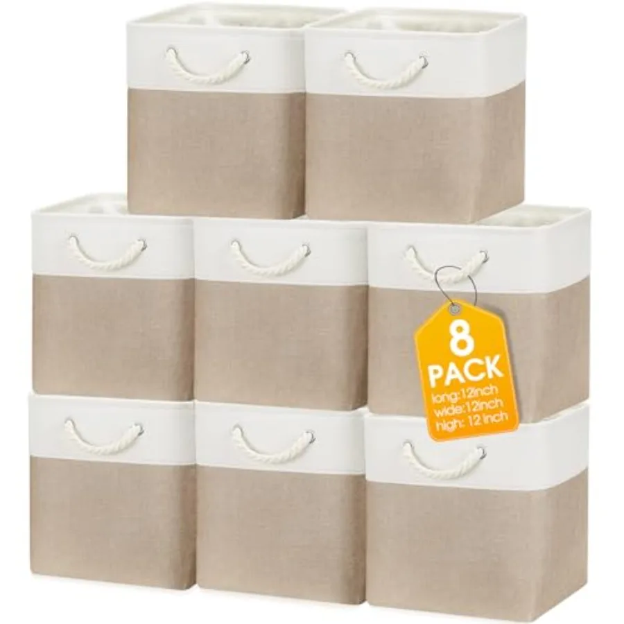 

8 Pack Collapsible Storage Bs Fabric Storage Bs Polyester Fabric Baskets with Handles Len Closet Organizer for Shelf Home Close