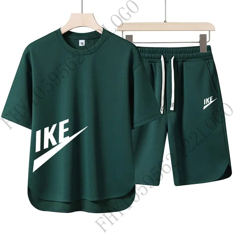 Summer 2025 Fashion and Comfort Men's short-sleeved T-shirt + shorts 2-piece outdoor fitness and casual breathable sportswear