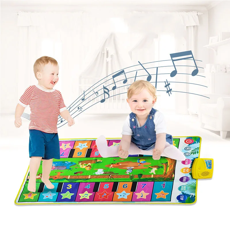 어린이 유아용 뮤지컬 피아노 매트, 바닥 키보드 댄스 매트, 8 동물 소리, 창의적인 아기 매트, 교육용 장난감, 110x36cm, 신제품
