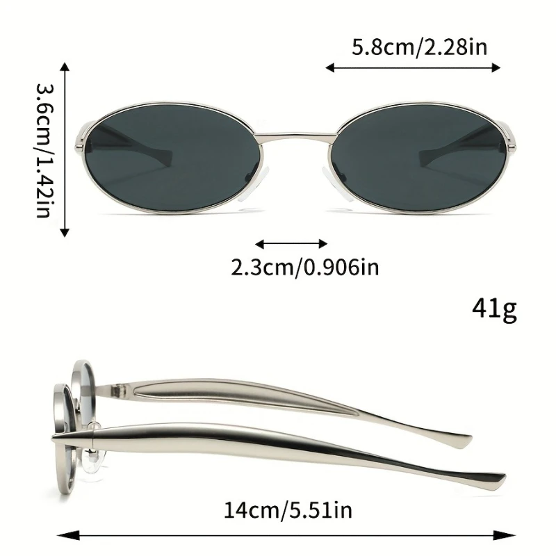 Retro Ovale Sonnenbrille für Damen und Herren Trendige Runde Metallbrillen mit UV400-Schutz Sonnenbrillen ﻿ – Detail 6