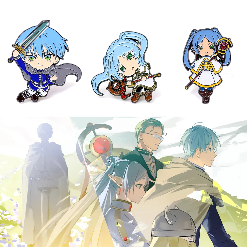 Anime Frieren: Beyond Journey's End Cute Frieren Himmel Brooch Fans Cosplay Props Men Women Backpack Enamel Pins Jewelry Gift