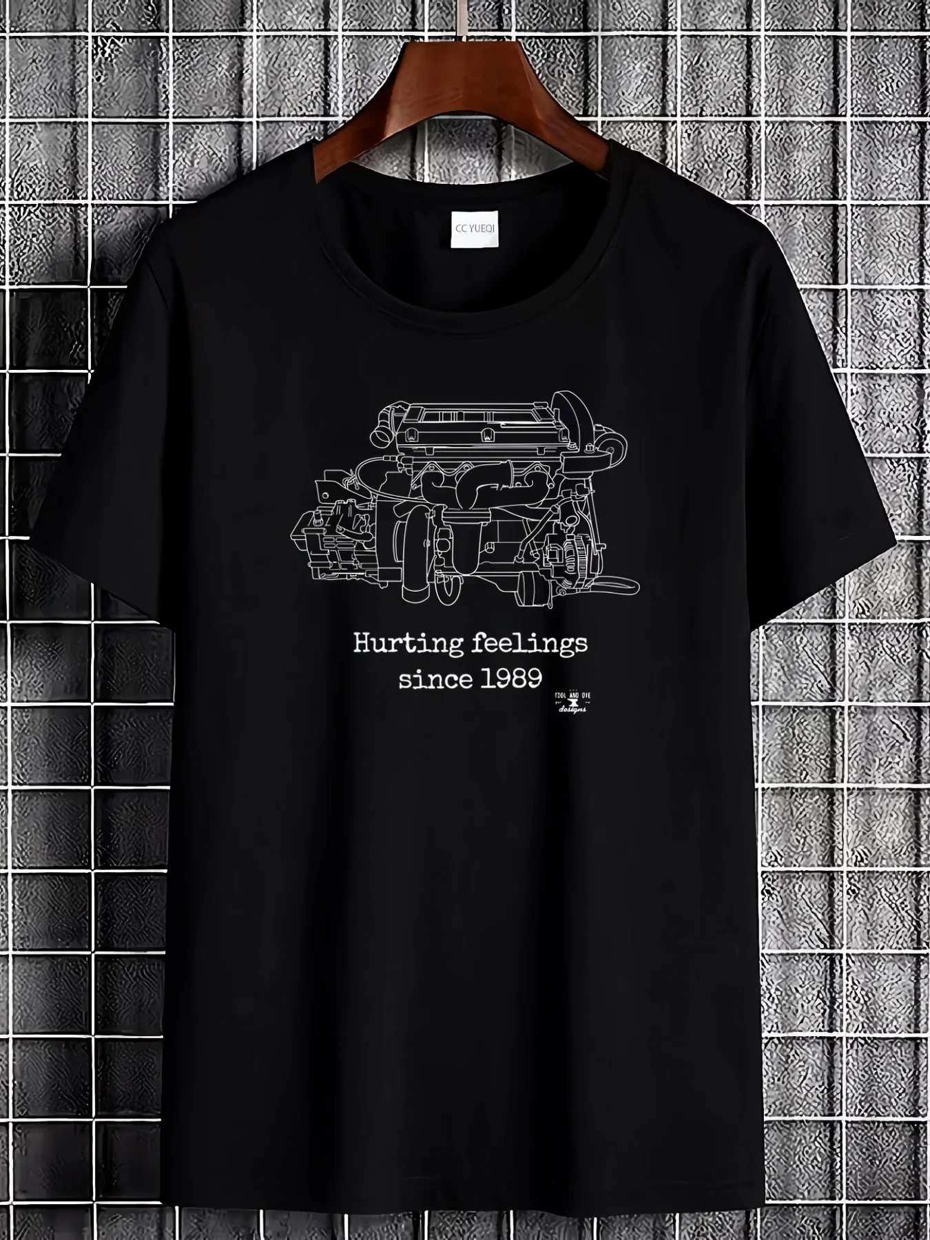 Engine Blueprint T-Shirt DSM Eclipse 4g63 Turbo 4 Cylinder Motor Graphic Tee Suitable for Spring and Summer