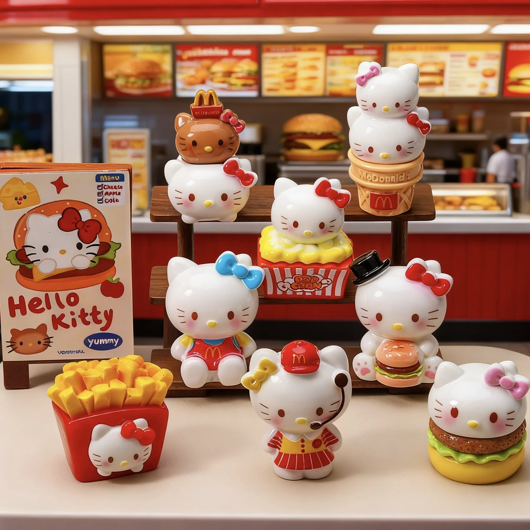 8 قطع أنيمي لدمية هالو كيتي الإبداعية DIY PVC دمية الحلي الحرف الراقية مكتب زينة لهدايا عيد الميلاد #3