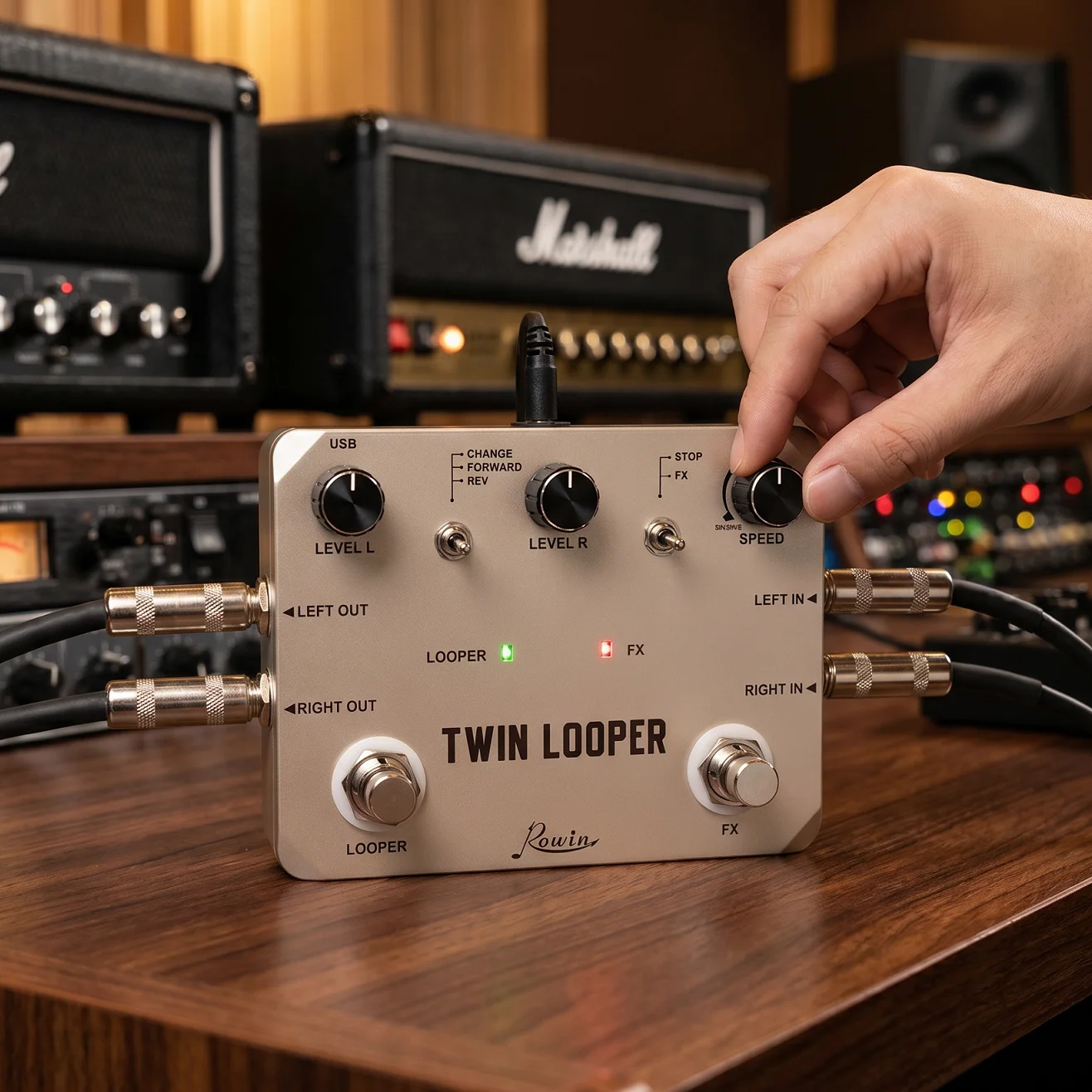 Rowin Twin Looper Electric Guitar Effect Pedal Loop Station 11 Types of Play with 10 Minutes of Recording Time True Bypass