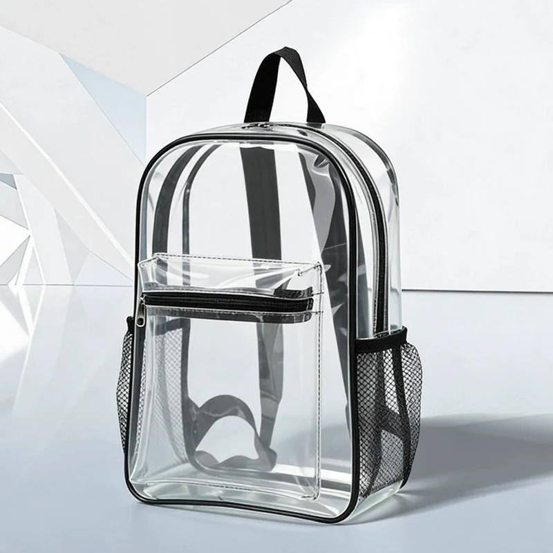 Waterproof Clear PVC Backpack Transparent Backpack with Reinforced Straps & Multiple Pockets See Through Bag For Travel ﻿