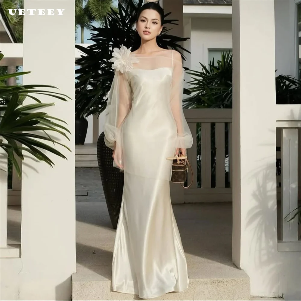

UETEEY Customized Korea 2 Pieces Organza Detachable Top Mermaid Wedding Dress For Women Flower Illusion Floor Length Bridal Gown
