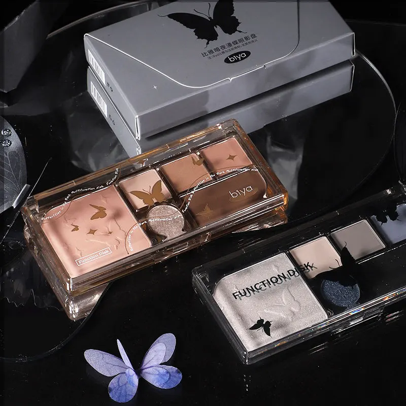 ビヤ ダークナイト バタフライ アイシャドウ ディスク ファイン グリッター パール光沢 マット ハイライト シャドウ ブライトニング グルーミング インテグレーテッド ディスク