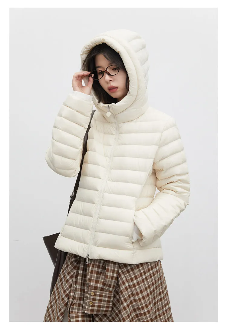 CHIC VEN Women's Down Coats Solid Hooded Female 90 White Down Jacket Slim Lightweight Warm Casual Overcoat Autumn Winter 2026