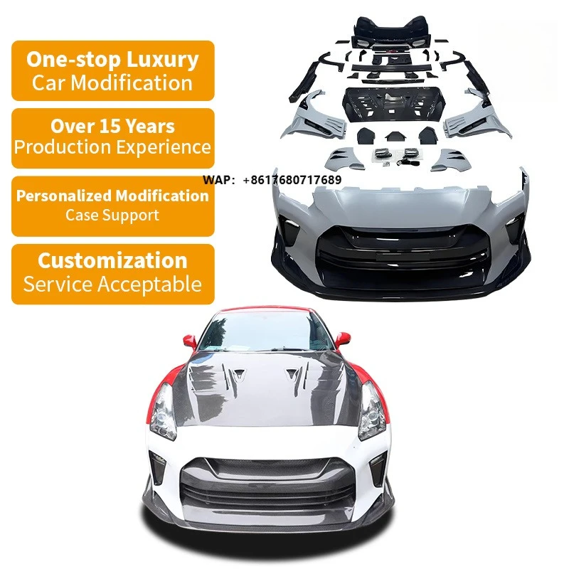 Half Carbon Fiber Body Kit for GTR R35 Top Style Front Rear Bumper Side Skirts Engine Hood Wheel Eyebrows Car Bodykit