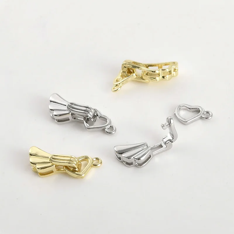 14k Real Gold Color Retention Angel Wings Love Buckle DIY Handmade Pearl Bracelet Necklace Ending Button Head Accessories