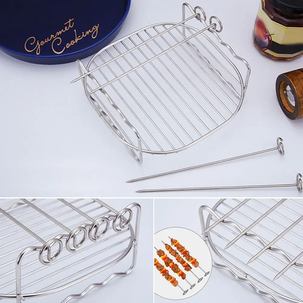 Double-deck Stainless Steel Baking Tray Baking Dishes Air Fryer Rack Tray Rack Grill Rack
