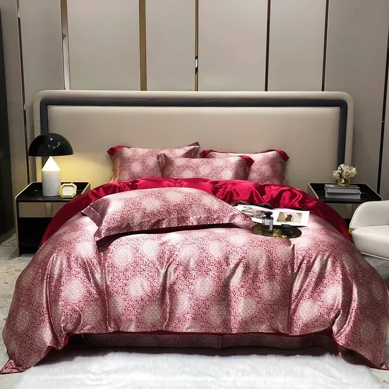 100% Natural Mulberry Silk Bedding Sets Summer Print Cool Smooth Comforter Set High Quality Skin Friendly Bedclothes for Adults