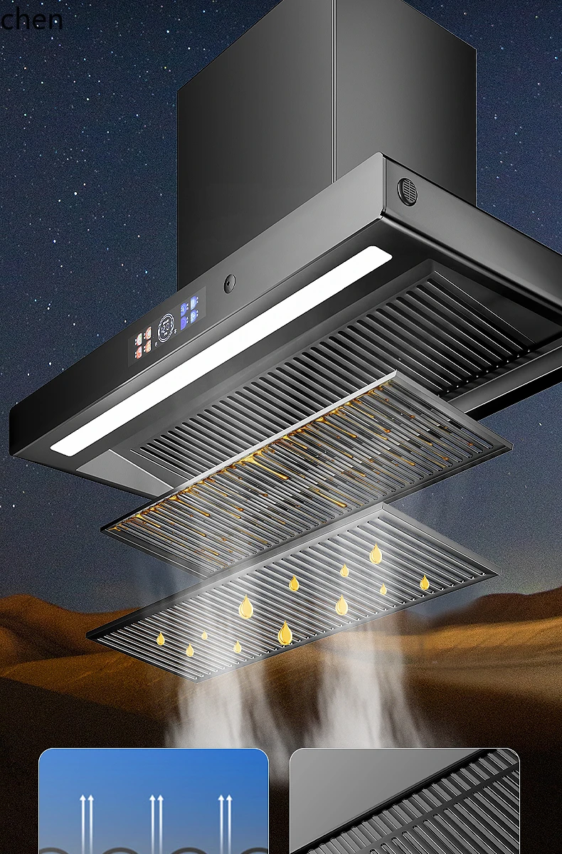 HXL hotte de cuisine domestique, séparation des fumées d'aspiration supérieure, grande conversion de fréquence d'aspiration