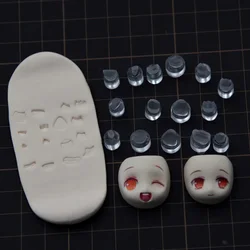 15Pcs Ultralight Clay Doll Mouth Embossing Mold DIY Polymer Clay Animation Cartoon Character Mouth Expression Printing Tools