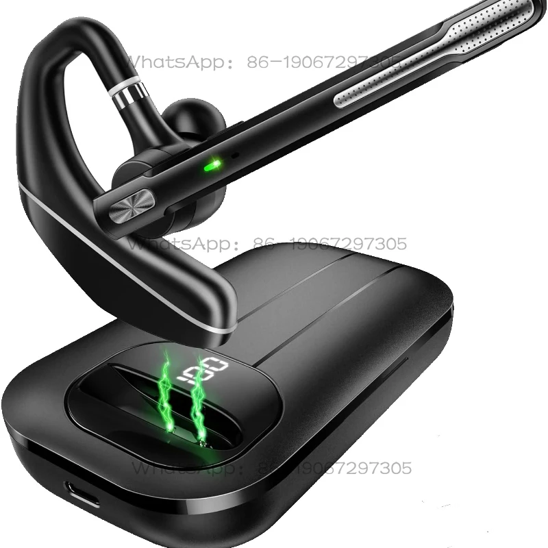 Single Ear Cell Phones Bluetooth Headphone  Wireless Headset with Noise Canceling&Mute Microphone  for Trucker, Home Office