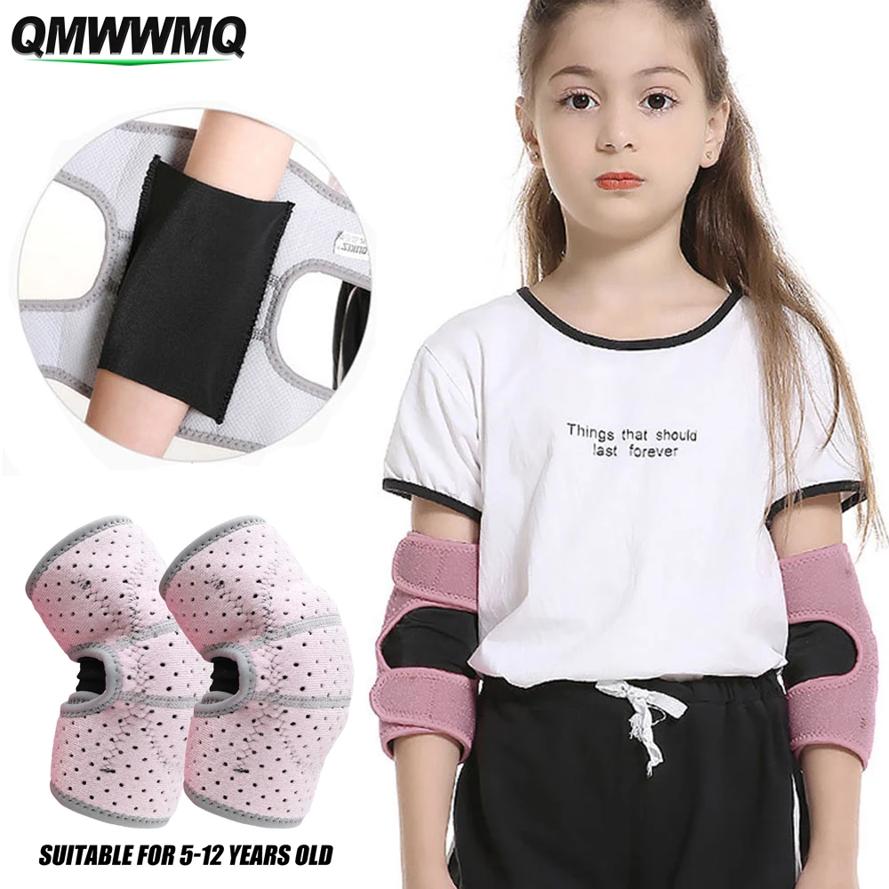 

1Pair Kids Elbow Brace for Girls/Boys, Adjustable Elbow Pads Protective Gear for Cycling Volleyball Skateboarding Soccer Hockey