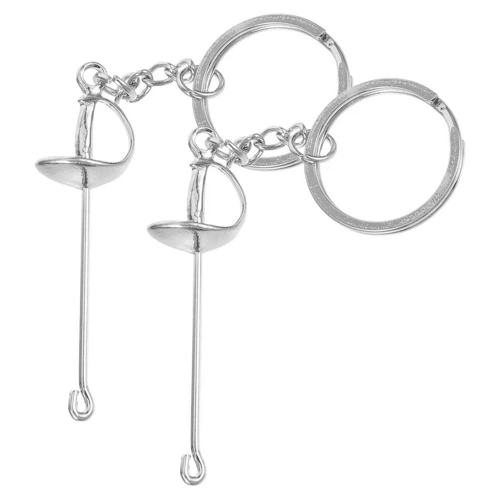 

2 Pcs Fencing Keychain Souvenir Keychains Decoration Aluminum Alloy Backpack Pendant Lovers