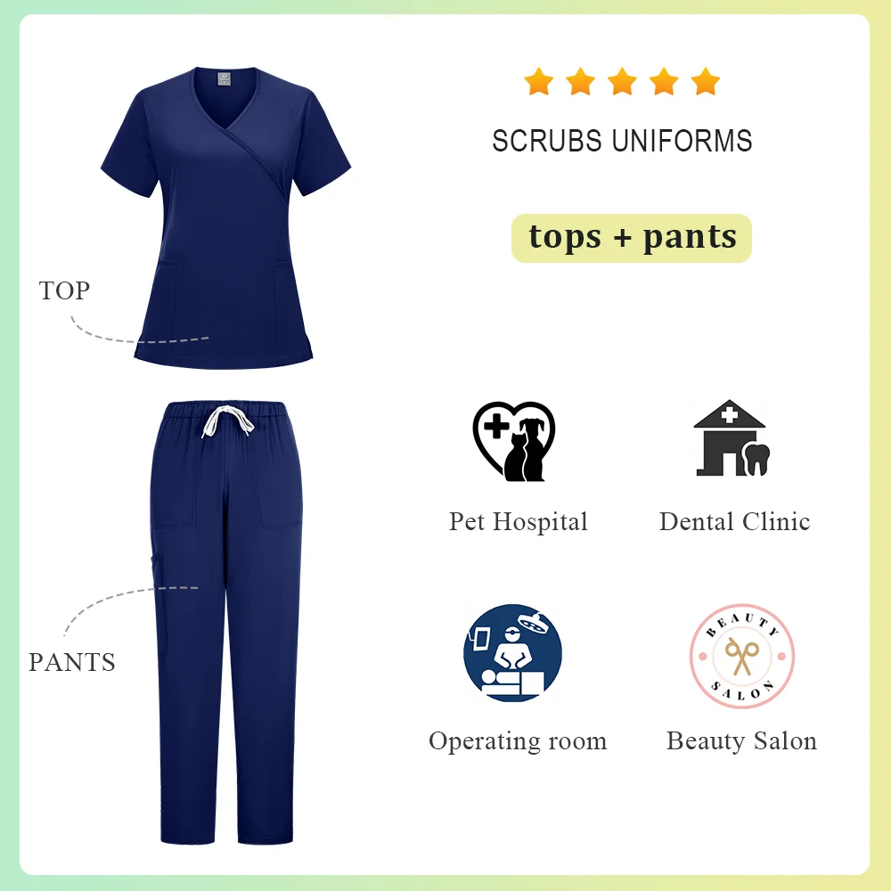 外科スクラブ女性看護 Enfermeria セットトップパンツ記事医療制服スクラブ臨床美容サロンスパ病院スーツ
