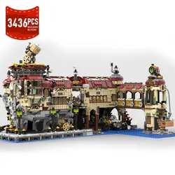 Moc City Steamed Engine Punked Themed Facility Train Station Building Blocks Powered Science Exploratorium Bricks Model Toy Gift