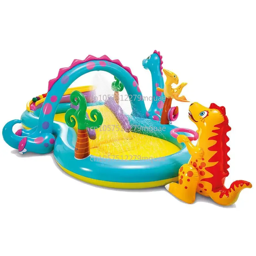 Tobogán Inflable con Piscina y Rociador de Agua, Castillo Hinchable, Centro de Juegos Familiar para Exteriores