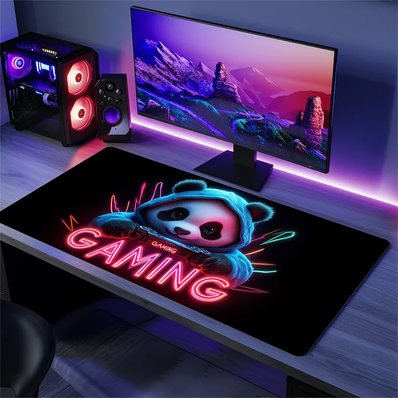 Panda Gaming Neon Light Extended Mouse Pad Non-slip Rubber Desk Mat Durable Keyboard Mousepad for PC Gamer