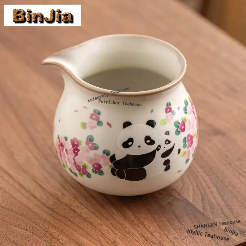 

200ml Retro Lard Jelly Ru Kiln Tea Pitcher Cute Panda Patern Creative Cha Hai Justice Cup Oolong Teaware Tea Ceremony Supplies