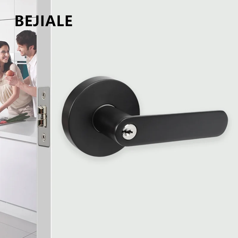 Bathroom Ball Lock Domestic Black Interior Bedroom Universal Door Handle Keyless Round Ball Three-Lever Handle Lock