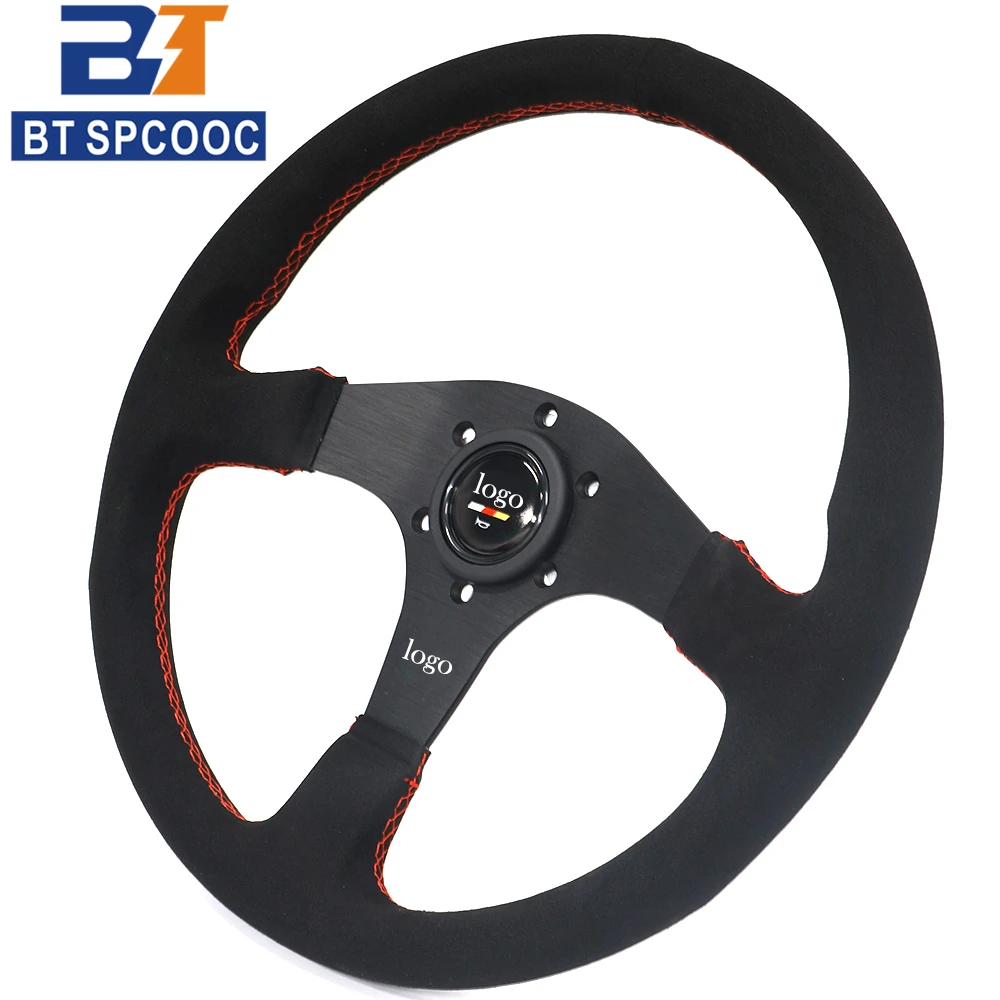 Mugen 14 inch Suede Steering Wheel JDM Universal Red Line 350mm Drift Car Modified Steering Wheel