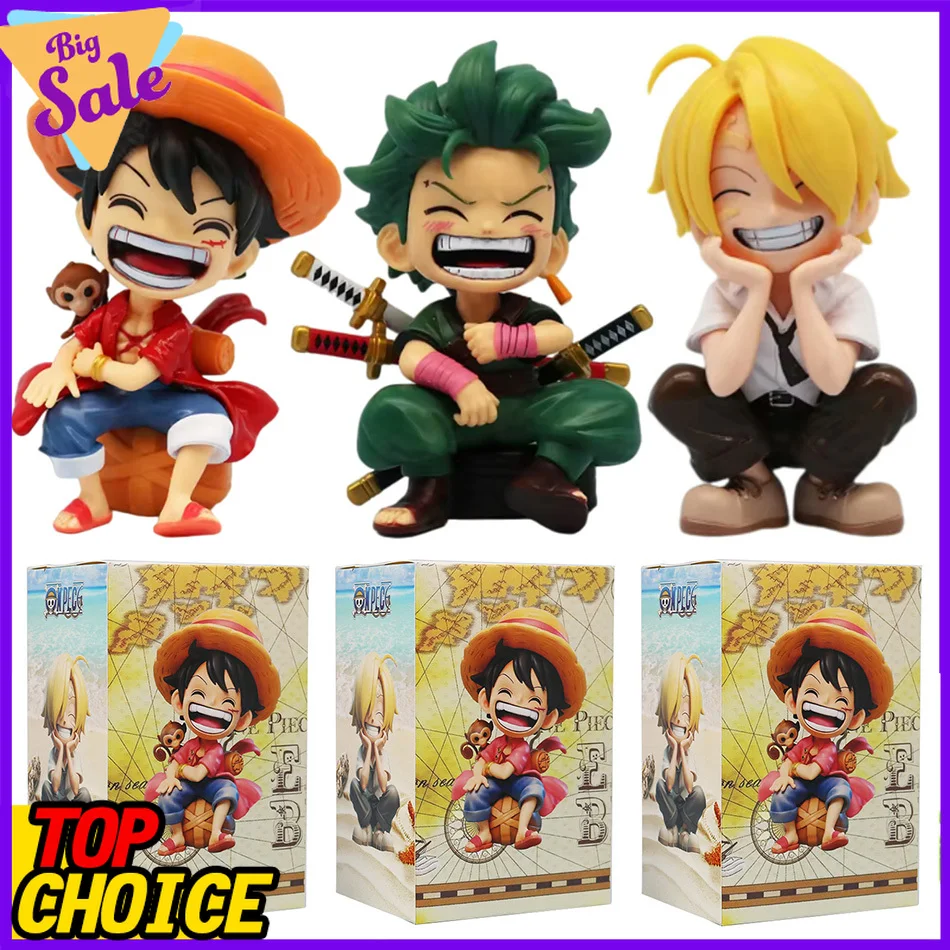 Figura de One Piece, Luffy y Zoro Sentados, Versión Q, Moderna, de Dibujos Animados, para Escritorio, Coche, Adorno, Regalo