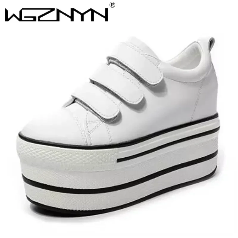 

Top quality 12cm Genuine Leather New Luxury Women Shoes Platform Heel Platform Sneakers Fashion Wedge Women Leather Shoes Casual