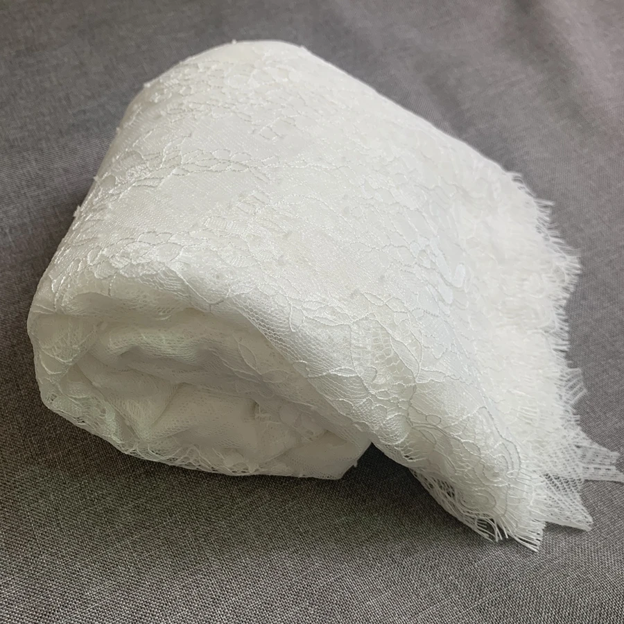 150CM Wide(Height) Subtle High Quality Eyelash Chantilly Lace Fabric DIY Handcraft Lace Material Sewing 3 Meters