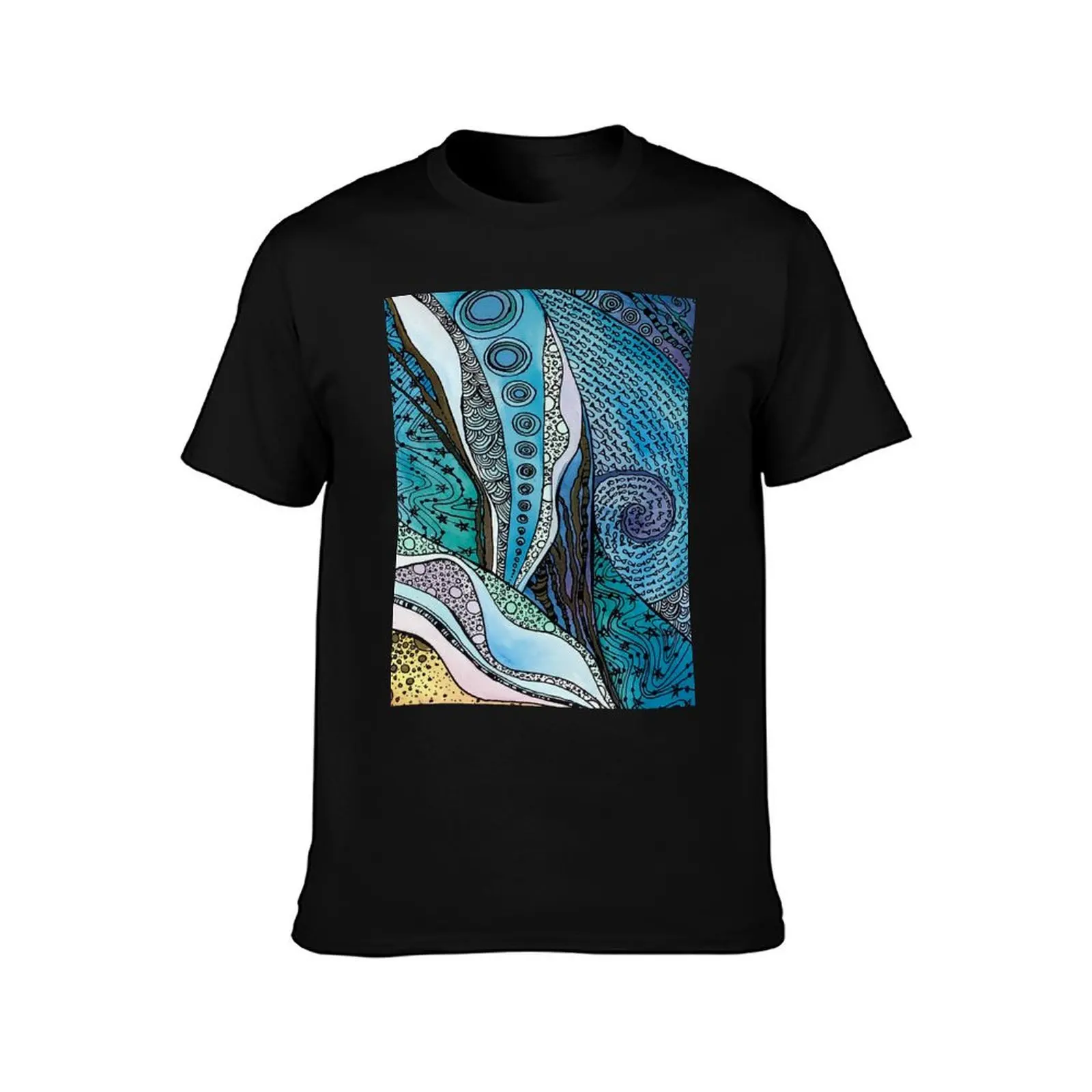 Swirling Shore T-Shirt Breathable Sportswear for Men T-Shirt