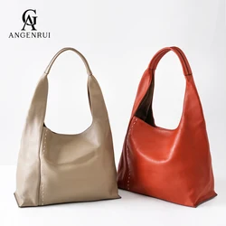 ANGENGRUI Brand Genuine Leather Bag Stylish New Simple Women Bag Casual Large-capacity Shoulder Bag Cowhide Shopping Bag