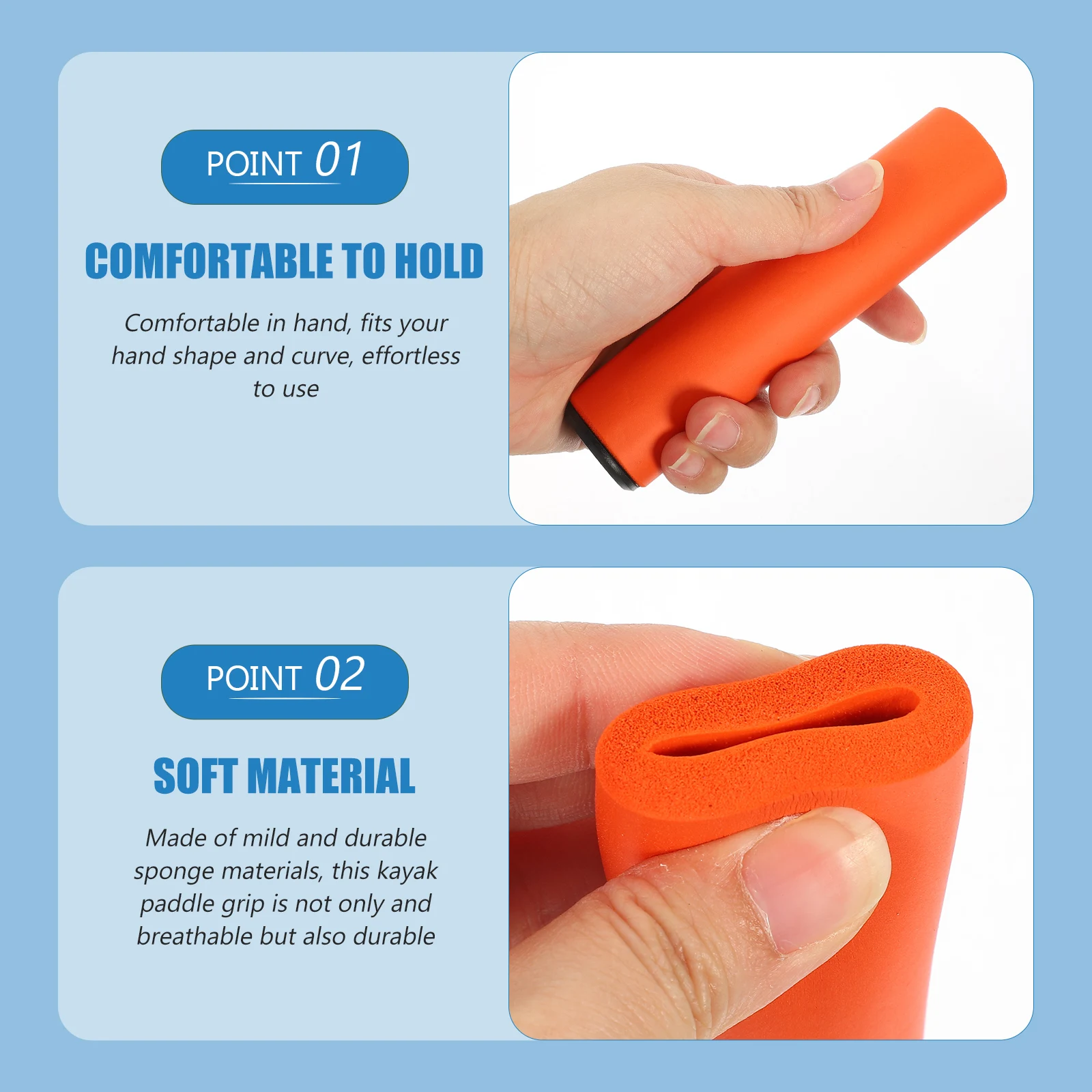 

12pcs Kayak Paddle Sponge Grips Canoe Accessories Comfortable Non Slip Breathable Handle Protectors Orange Color
