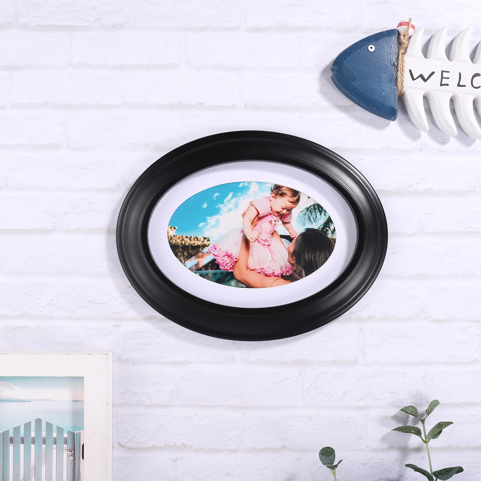 

10 Inch Classic Oval Wood Picture Frame Vintage Wall Hanging Decoration Photo Frame Home Decor Tool Wooden Frames