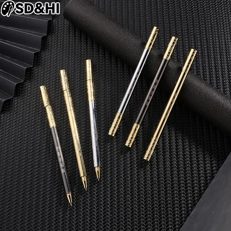 1pc Handmade Brass Pen Creative Ruyi Golden Cudgel Stationery Ballpoint Pens Metal Neutral Pen Business Retro Gold Signature Pen