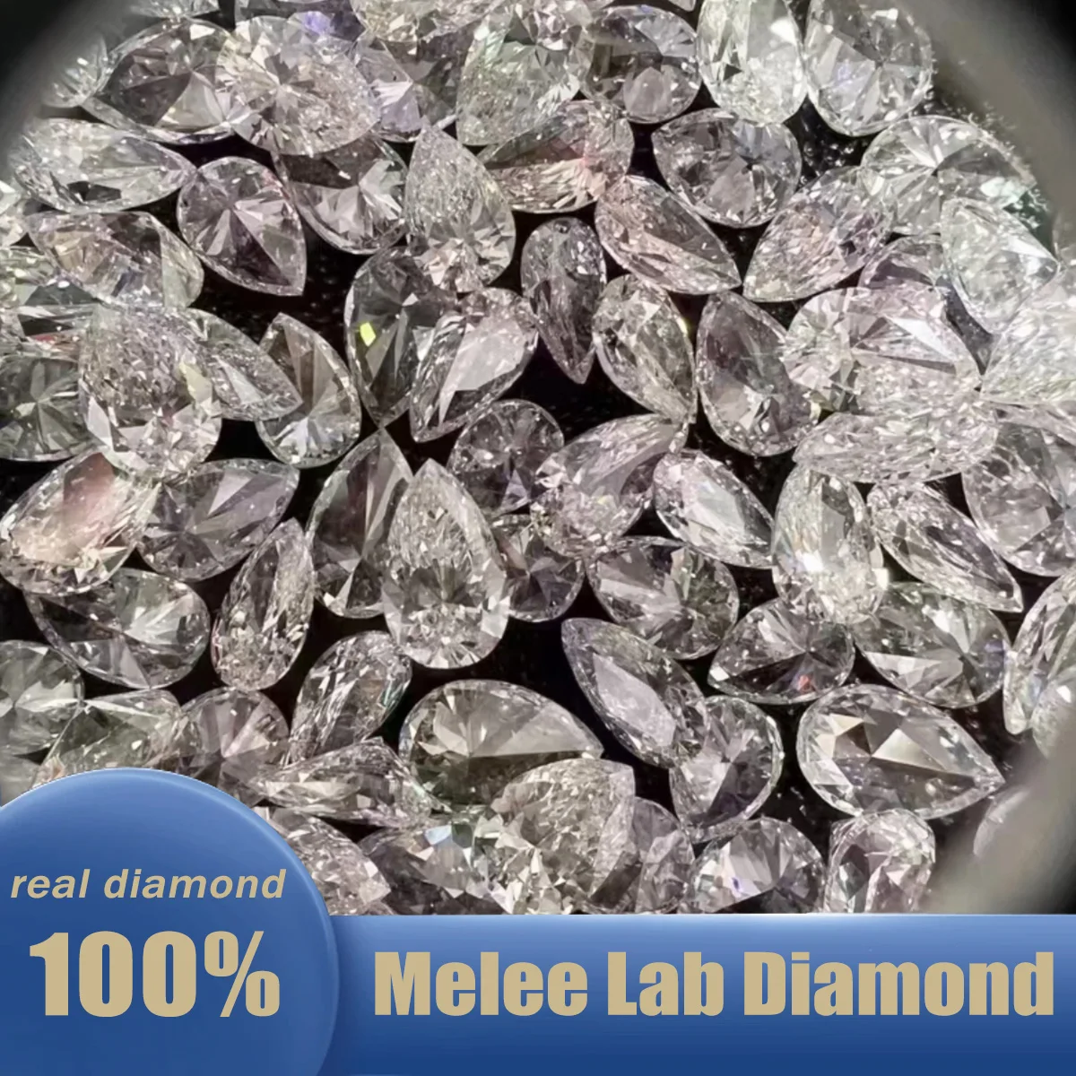 1PCS Lab Grown Pear Small Diamond DEF Color VS/VVS Clarity Loose Stone HPHT Lab Grown Diamond Melee Diamond for Jewelry Making