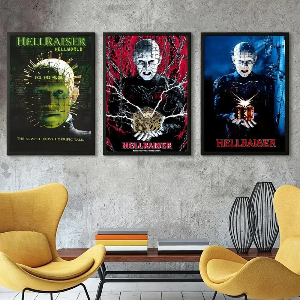 Movie H‑Hellraiser Poster HD Poster Retro Industrial Style Suitable for Living Room Bar Corridor and Gift Giving