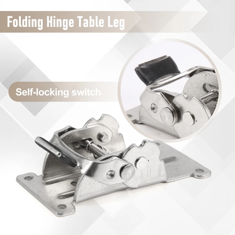 2PCS 0-90-180 Degree Self-Locking Folding Hinge Table Legs Silver Folding Coffee Table Furniture Hardware Cabinet Hinge-A10G