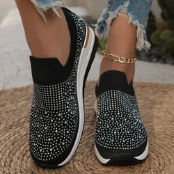 Mesh Spring/Autumn Comfortable Sneakers Bling Slip-on Casual Shoes for Women Sneakers Breathable Light Women's Vulcanize Shoes