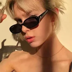Retro Oval Sunglasses for Women Men Fashion Small Oval Sunglasses 90s Vintage Shades