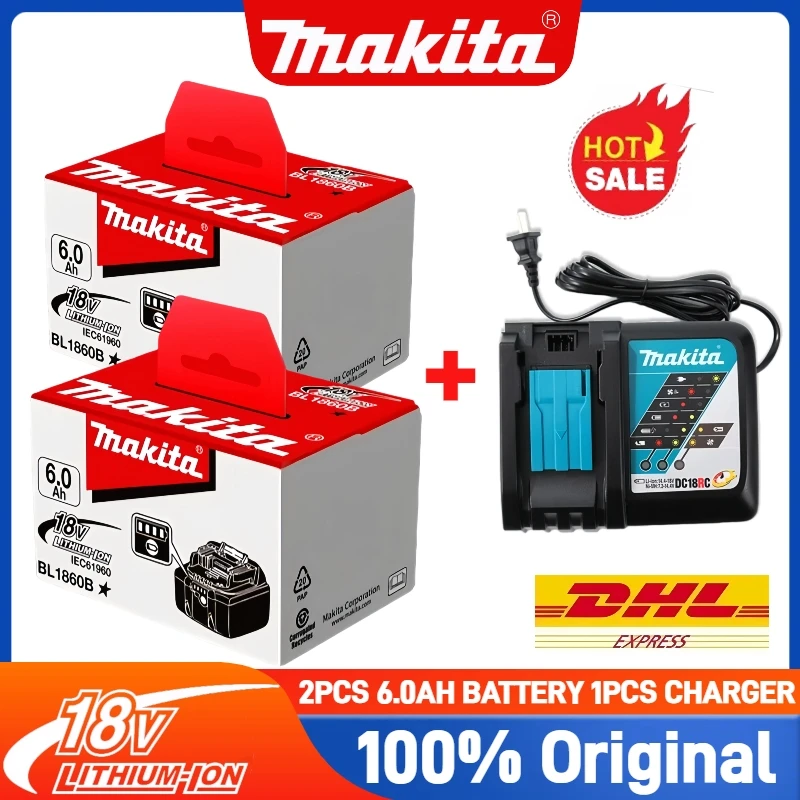 

100% Genuine Makita 18v battery, 6Ah, for BL1850B BL1840B BL1860B BL1815B BL1830B Replacement battery, for makita tool LXT400