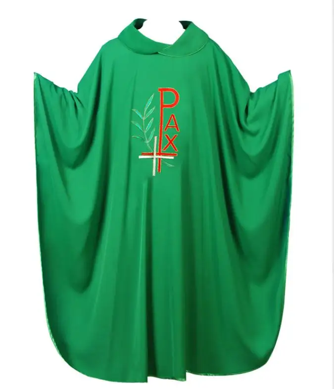 

Priest Vestments Christian European Style Polyester Adult Catholic Religious Archbishop Clothes Green Clergy Robe